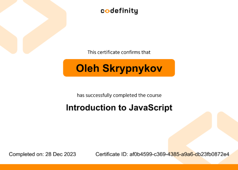 codefinity certificate